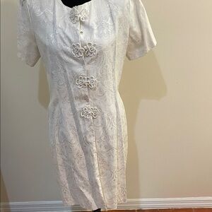 Chic Cream Floral Accent Wedding Dress